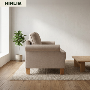 Sofá de 3 Plazas de Tela, Duradero, Estilo Clásico Moderno, Brazos Enrollados, Respaldo Acolchado, Patas de Madera, Sofá para Sala de Estar con Respaldo de Almohada, Nuhoom - Product Image 4
