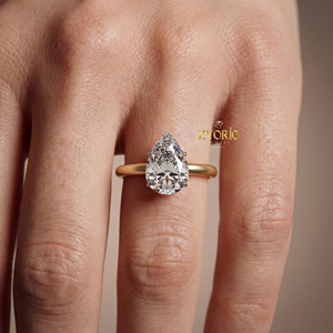 Anillo de Compromiso con Diamante Cultivado en Laboratorio en Forma de Pera, Plata de Ley, Claridad VVS, Acabado Mate, Banda Solitaria Abombada para Boda y Fiesta - Product Image 5