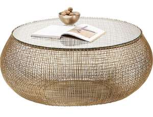 Table basse ronde moderne en fer avec plateau en verre trempé, structure métallique, design écologique pour salon et bureau à domicile - Product Image 6