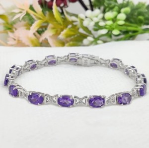 Natural Amethyst Stone 925 Sterling Silver Gold Plated <b>Charm</b> Bracelet Handmade Elegant Luxury Jewelry for Women Unisex Party - Product Image 2
