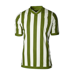 Maillot de football pour homme à manches courtes, col en V, rayé rouge et blanc, en polyester respirant, coupe classique, toutes saisons - Product Image 2