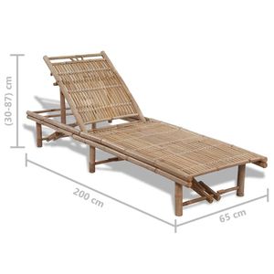 Bamboo <b>Sunbed</b> with Cushions Natural Sun Tanning Bed Sun Loungers Set Outdoor Beach Resort Relaxing Chair Sun Bed - Product Image 1