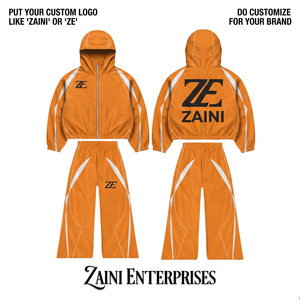 ชุดกันลมฤดูหนาวแบบถักสำหรับผู้ชาย ZAINI น้ำหนัก 300 กรัม ผลิตจากโพลีเอสเตอร์ทาสลอนคุณภาพพรีเมียม สีเบจทราย มีฮู้ด พร้อมปักลายตามสั่ง - Product Image 1