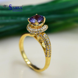 Alexandrite 925 Sterling Silver Gold Plated Halo <b>Ring</b> with <b>Cubic</b> <b>Zirconia</b> Accents Elegant Women Engagement <b>Wedding</b> Jewelry Gift - Product Image 4