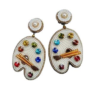 Designer Luxury Fancy Trendy Exclusive Premium Top Girl's Stylish Handwork Embroidery <b>Painter</b> Earring Fashion Stud Earrings - Product Image 1