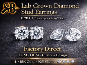 CVD Lab Grown Diamond <b>Stud</b> Earrings 925 <b>Silver</b> Claw Setting Anniversary Jewelry Manufacturer Custom Supplier OEM ODM India - Product Image 2