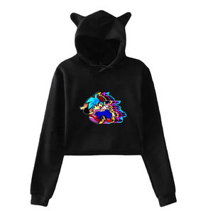 เสื้อฮู้ดครอปท็อปผ้าฟลีซบางเบาสำหรับผู้หญิง สั่งทำขายส่ง ลายการ์ตูนพิมพ์ด้านหน้า ระบายอากาศได้ดี ไม่หดตัว เป็นมิตรต่อสิ่งแวดล้อม - Product Image 1