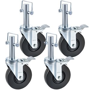Set di 4 Ruote Girevoli per Ponteggi da 5 Pollici, Robuste, con Doppio Blocco, Stelo Rotondo Solido da 1 Pollice, Capacità 280 Libbre per Ruota - Product Image 2