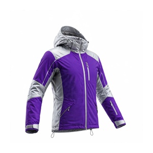 Chaqueta de Esquí Impermeable con Capucha para Hombre AMKOOR ENTERPRISES, Color Morado y Gris con Bloques de Color, Forro Polar para Otoño, Estilo Deportivo, Cierre de Cremallera - Product Image 5