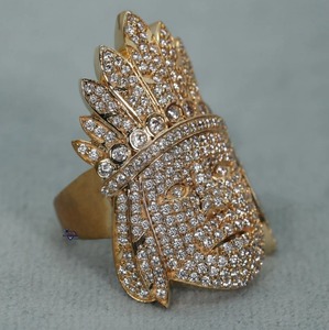 Luxury <b>Crown</b> Face Moissanite <b>Ring</b> 925 Sterling Silver Gold Plated Pave Geometric Statement <b>Ring</b> for Men Hip Hop Party Jewelry - Product Image 4