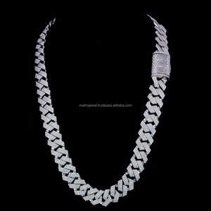 Certificat Hip Hop IGI 14mm chaîne cubaine collier D VVS Moissanite 925 argent serrure personnalisée chaîne à maillons cubains pour femmes hommes - Product Image 1