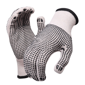 Gants de travail en PVC à pois, gants de sécurité en coton avec points antidérapants en PVC, fournisseur direct d'usine, gants en coton à pois sans couture - Product Image 1