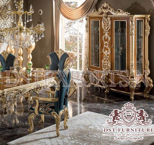 Muebles de comedor de madera de teca tallados reales Juego de muebles de comedor hechos a mano de madera de teca de lujo Comprar juego de mesa de comedor - Product Image 5