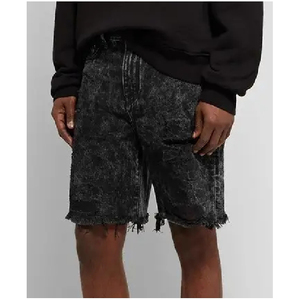 Shorts en jean amples pour hommes, coupe décontractée, couleur unie, écologiques, vintage, délavés à l'acide, style Y2K, baggy, prix abordable, vente en gros - Product Image 2