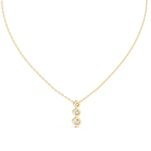 Collier pendentif vertical élégant pour femme en or jaune 14 carats avec diamant de laboratoire de 1,11 ct, trois diamants, minimaliste, luxe, fiançailles - Product Image 4