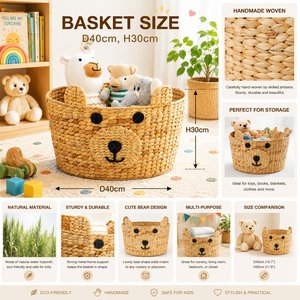 Animal Eco-Friendly Folding Multifunction Natural Seagrass Handwoven Storage <b>Basket</b> Weaving Cute Water Hyacinth <b>Gift</b> Home - Product Image 6