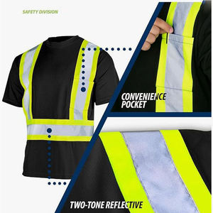 เสื้อยืดทำงานสะท้อนแสงคุณภาพสูงสำหรับผู้ชาย กันน้ำ ติดตัวเองได้ พร้อมโลโก้สั่งทำ วัสดุโพลีเอสเตอร์ 100% - Product Image 3