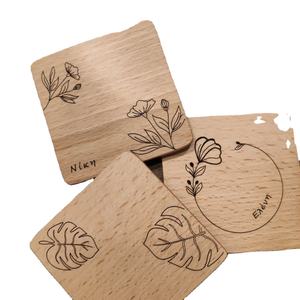 Engraved Wooden Coffee Quote <b>Coaster</b> Set Square Bamboo <b>Drink</b> <b>Coasters</b> with Funn Coffee Sayings for Kitchen Cafe Home Decor Gifts - Product Image 2