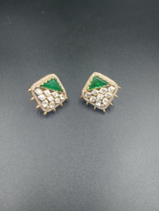 Luxury AMAIRA JEWELS Gold Plated <b>Silver</b> <b>Stud</b> <b>Earrings</b> Emerald Diamond Geometric Design Classic Women's Everyday Wear Jewelry - Product Image 4