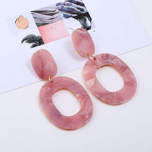 Modernos y Elegantes Pendientes de Resina Hechos a Mano para Mujer, Diseño Geométrico con Salpicaduras Rojas, Modelo para Ocasiones como el Día de Acción de Gracias - Product Image 1