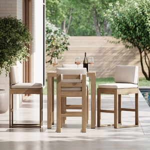 Conjunto de Mesa de Jardín Contemporáneo para Exteriores, Fabricado con Madera de Teca Sólida de Primera Calidad, para Terrazas, Patios Traseros e Instalaciones de Resorts - Product Image 5