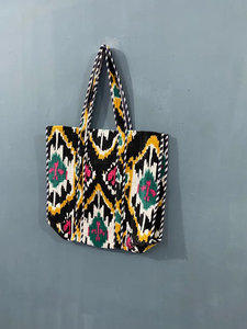 Bolso Tote de Algodón Acolchado con Diseño Étnico de Pavo Real, Color Sólido, Cierre de Cremallera, Asas Largas, Portátil para Verano, Playa, Compras Diarias y Viajes - Product Image 4