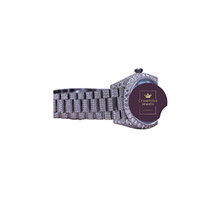 Reloj de Lujo para Hombre, Estilo Hip Hop, Personalizado, con Diamantes VVS Moissanite, Corte Redondo, en Acero Inoxidable, Bañado en Oro Blanco - Product Image 4