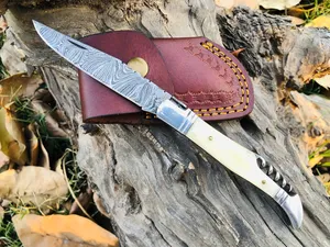 Navaja de bolsillo de Damasco hecha a mano, navaja plegable, regalo para novio, regalo de cumpleaños, regalo para él, regalo de aniversario, navaja EDC, regalo para padrinos de boda - Product Image 1