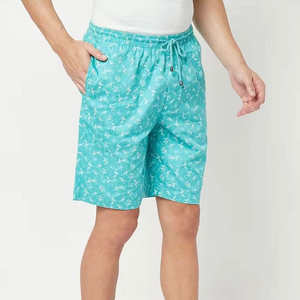 Pantalones Cortos Casuales Estampados Verde Menta para Hombre, 100% Poliéster, con Cordón, Estilo Urbano, Secado Rápido, Transpirables, para Uso Diario - Product Image 2