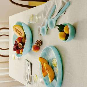 Plato de Resina con Diseño de Dinosaurio, Plato para Servir con Temática de Dinosaurios, Patrón Personalizado, Vajilla Decorativa Clásica, Base Pulida para el Hogar - Product Image 5