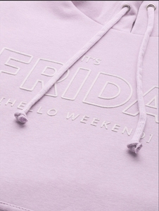 Sudadera con Capucha Lavanda para Mujer, Estampado Friday Hello Weekend, Informal, Manga Larga, Tejido de Algodón, Ropa de Otoño - Product Image 4