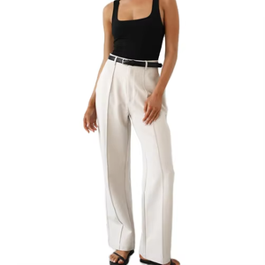 Pantalones de chándal de forro polar para mujer, de corte holgado y pierna ancha, de tela suave, al por mayor, últimas novedades - Product Image 4