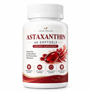 Cápsulas de Astaxantina con Logotipo Privado Personalizado, 12 mg de Astaxantina Pura, Suplementos Herbales para la Salud de los Ojos y la Piel - Product Image 1