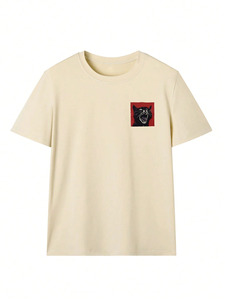 Women's Navy Blue O-Neck Short Sleeve <b>T</b>-Shirt With <b>Cat</b> Print And Red Text Loose Fit Casual Summer Top - Product Image 6