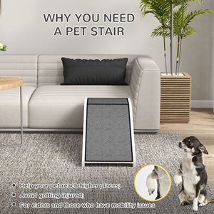 Rampa Leggera per Cani per Letto 49 X 16 X 14 Bianca con Superficie Antiscivolo in Moquette, Piattaforma con Copertura Rimovibile, Accessorio per l'Accesso degli Animali Domestici per la Casa - Product Image 5