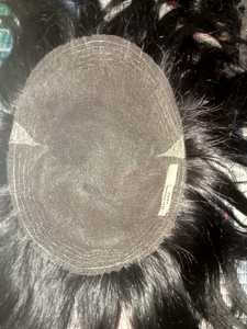 Prothèse capillaire indienne Remy pour hommes, en dentelle complète, cheveux naturels raides ou ondulés, avec base en soie - Product Image 4