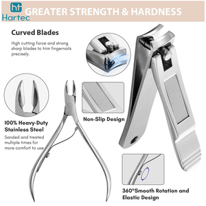 Heavy Duty Toe Nail Clipper Set with Professional Stainless Steel Manicure and Pedicure Set Portable Grooming Care Bag - Product Image 4