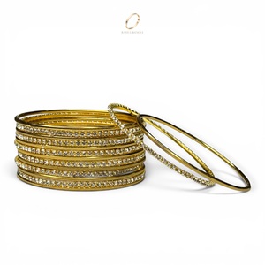 18K Gold Plated Hot Selling <b>Crystal</b> Bangles Set for Women Premium Indian Wedding Fashion Jewelry Wholesale Price - Product Image 5