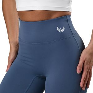 Steel Blue Capri Legging Women Contour Fit Training <b>Tights</b> High Rise Stretch Yoga Pants Athletic Activewear Performance Wear - Product Image 4