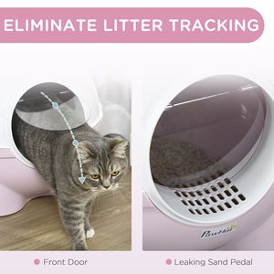 Lettiera per Gatti Grande Rosa Chiaro con Coperchio, Paletta e Maniglia Superiore a Pedale per una Facile Gestione della Sabbia - Product Image 4