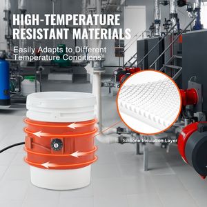 Chauffe-tambour métallique 800 W, largeur 7,75 pouces, pour fût de 5 gallons, thermostat réglable 86-302°F, bande chauffante pour seau, chauffage de patio - Product Image 3