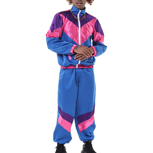 Chándal para hombre con bloques de color, manga larga, cierre de cremallera, corte holgado, estilo hip hop con bolsillos laterales, para primavera - Product Image 1