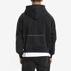 Sudadera con capucha de invierno personalizada OEM de felpa francesa gruesa, con cremallera doble, diseño vintage digital lavado para hombre - Product Image 3