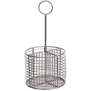 Round Shape Metal Cutlery Holder For Kitchen Counter Spoon Fork Knife <b>Storage</b> With Stylish Wire Design - Product Image 1