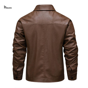 Veste en cuir pour homme Relevo Industries, col rabattu, fermeture éclair, coupe ajustée, vêtement d'extérieur décontracté pour l'hiver - Product Image 2