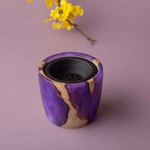 Quemador de Incienso WoodAura de Madera Sólida Natural y Resina con Diseño Decorativo para Recoger Ceniza, para un Hogar Pacífico - Product Image 1