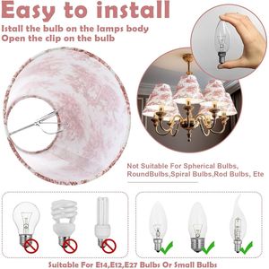 VIHOSE 6pcs Chandelier Lamp Shades Small French Countryside Toile Chinoiserie Style with Bulb <b>Clips</b> for Country & Urban Decor - Product Image 2