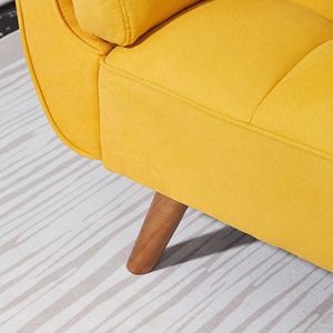 Divano Letto Convertibile Giallo da 75 Pollici con Braccioli Svasati, Reclinabile e Pieghevole, Rivestimento in Pelle, Base Quadrata in Metallo per Soggiorno - Product Image 4