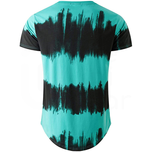 Camiseta de Manga Corta con Cuello Redondo y Estampado Tie-Dye para Hombre, Informal, de Punto, Corte Regular, con Patrón en Negro y Verde Azulado - Product Image 2