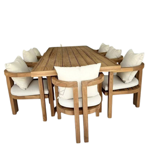 Outdoor Dining <b>Table</b> and Chairs 4/6/8 Seater Aluminum/<b>Wood</b> Frame <b>Garden</b> Furniture Set Custom Colors Vietnam Outdoor - Product Image 5